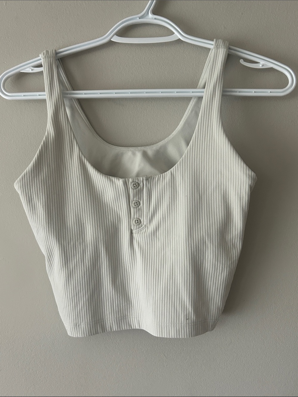 lululemon athletica White Ribbed Button-Front Crop Tank